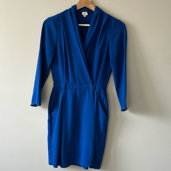 Aritzia Wilfred Faux Wrap Dress - Cobalt Blue - Size 0 - Picture 1 of 10